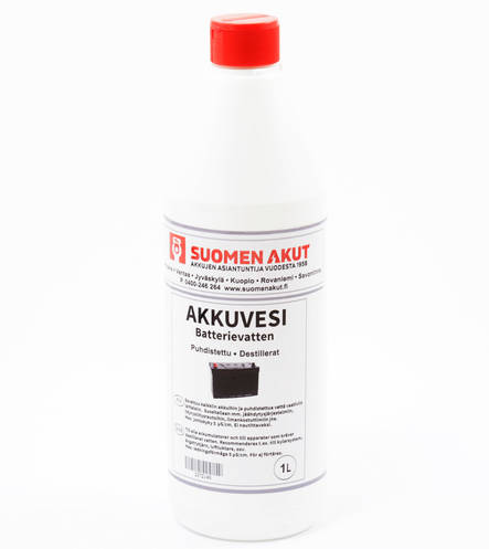 Akkuvesi 1L astiassa puhdistettu - Akkuvedet - 2372140 - 1