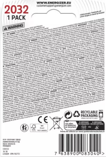 CR2032 3V Lithiumparisto 1kpl Blist - CR2032 3V lithiumparistot - 7638900083040 - 2