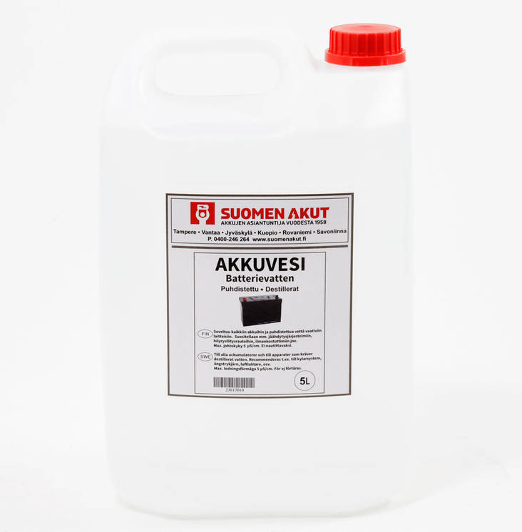 Akkuvesi 5L astiassa puhdistettu - Akkuvedet - 23617010 - 1