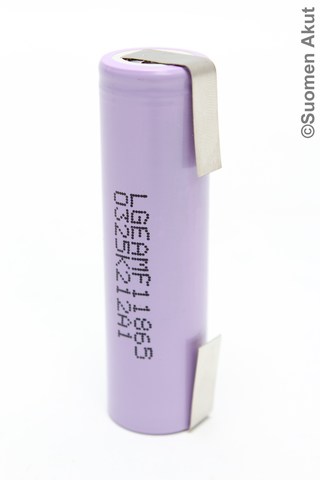 LG INR18650 3.7V 2600mAh JK 10A - Liion Juotoskorvalliset kennot - 1481650 - 1