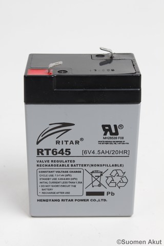 Ritar Agm-akku 6v 4.5Ah RT645-F1 - AGM ajovoima- ja teollisuusakut - 2134400 - 1