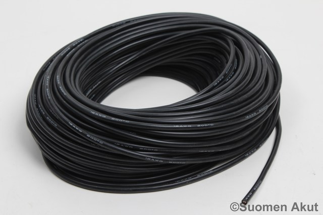 Silikonikaapeli 12AWG musta 1 metri - Silikonikaapelit - 281910 - 1