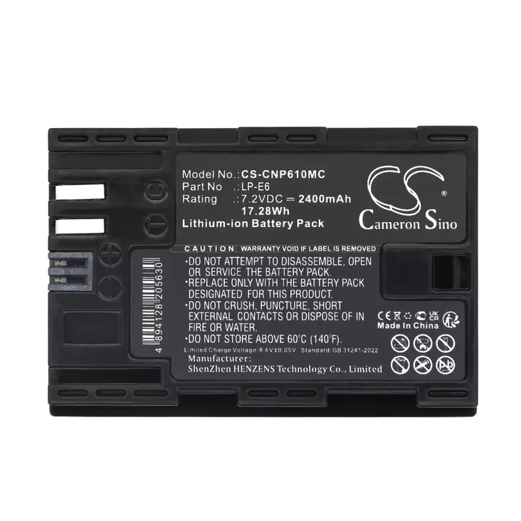 Canon akku 7.2v 2400mah liion LP-E6 CS - Canon kameranakut - 4894128205630 - 1