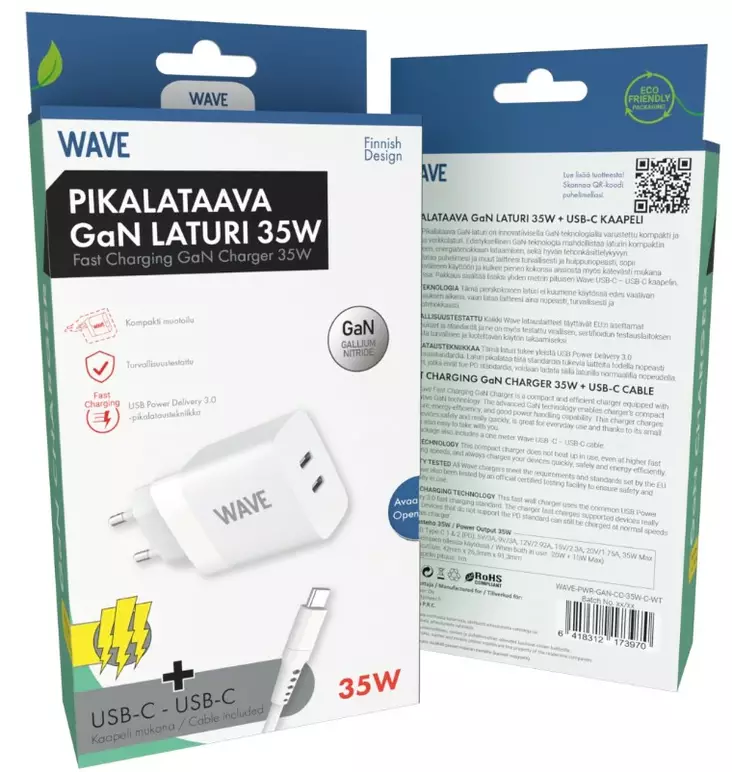 Wave 35W Pikalataava GAN -verkkolaturi - Laturi- ja virtalähdetarvikkeet - 6418312173970 - 1
