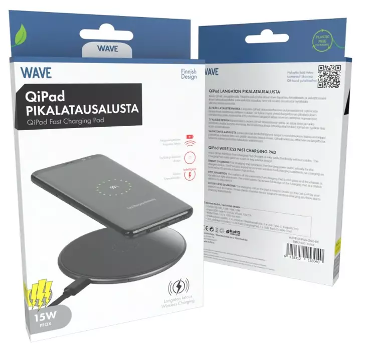 Wave QiPad Langaton pikalatausalusta 15W - Laturi- ja virtalähdetarvikkeet - 6418312153040 - 1