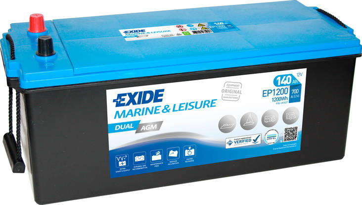 Exide Dual AGM EP1200 12V 140Ah/1200Wh - Exide vene- ja vapaa-ajan akut - 63943541 - 1