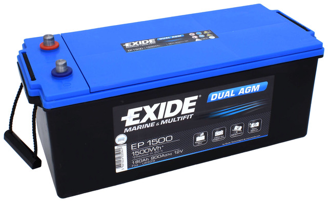 Exide Dual AGM EP1500 12V 180Ah/1500Wh - Exide vene- ja vapaa-ajan akut - 3661024035941 - 1