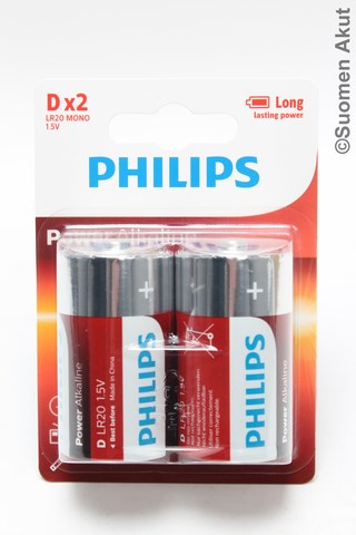 Philips alkaliparisto 1,5V D 2kpl bli - D alkaliparistot - 8712581550011 - 1