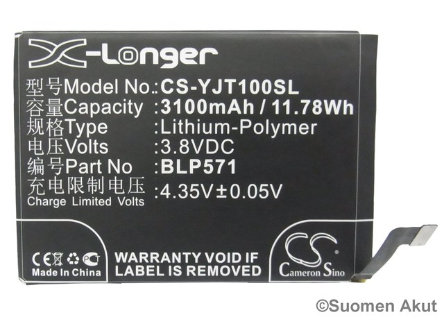 Puhelimen akku Oneplus 3.8V 3100mAh - Oneplus kännykän akut - 4894128092971 - 1