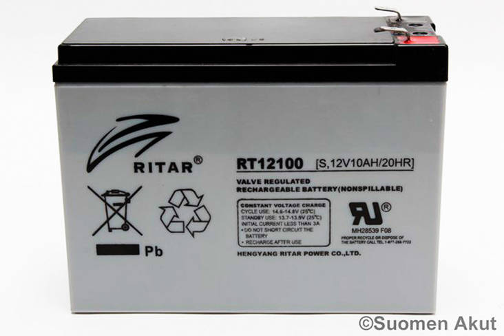 Ritar Agm-akku 12v 10Ah RT12100S-F2 - AGM ajovoima- ja teollisuusakut - 21591 - 1