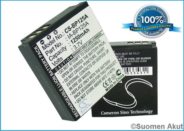 Samsung 3.7v 1250mAh IA-BP125A Li-ion - Samsung kameranakut - 4894128033431 - 1