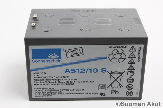 Sonnenschein geeliakku A512/10 12v10Ah - Geeli ajovoima- ja teollisuusakut - 405001 - 1