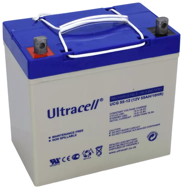 Ultracell UCG55-12 geeliakku 12V 55Ah - Geeli ajovoima- ja teollisuusakut - 12551 - 2