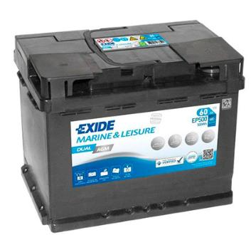 Exide Dual AGM EP500 12V 60Ah 680A En - Exide vene- ja vapaa-ajan akut - 3661024036511 - 1