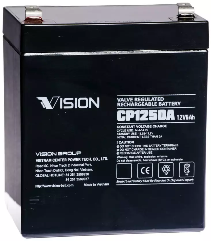 Vision CP1250A Agm-akku 12v 5Ah F2 - AGM ajovoima- ja teollisuusakut - 21492311 - 1