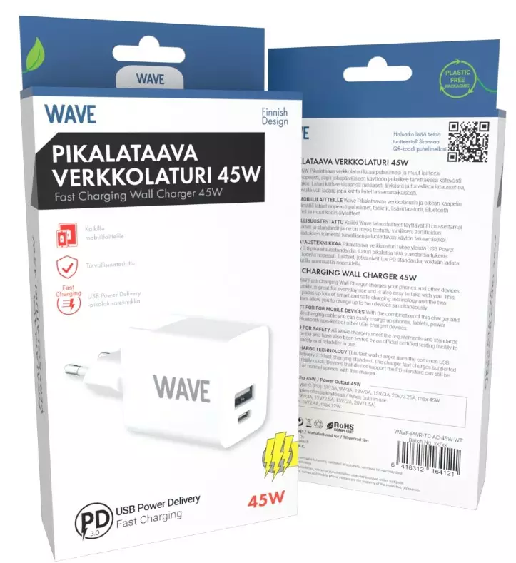 Wave 45W Pikalataava verkkolaturi - Laturi- ja virtalähdetarvikkeet - 6418312164121 - 1