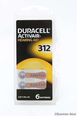 Duracell kuulolaiteparisto 312 1,45V - Kuulolaiteparistot - 4043752153842 - 1