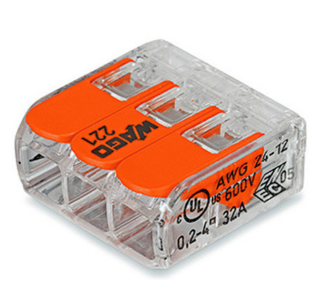 Wago 221 rasialiitin 3 napainen0,2-4mm2 - Aurinkoenergian tarvikkeet - 4050821808442 - 1