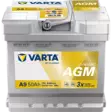 Varta Start Stop AGM A9 XEV12V 50Ah 540A - Varta käynnistysakut - 4016987165492 - 1