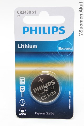 CR2430 3V Lithiumparisto 1kpl blisteri - CR2430 3V lithiumparistot - 4895229106192 - 1