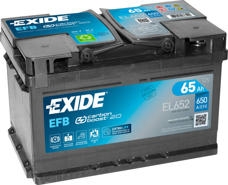 Exide akku 12v 65Ah EL652 Start-Stop EFB - Exide käynnistysakut - 3661024036542 - 1