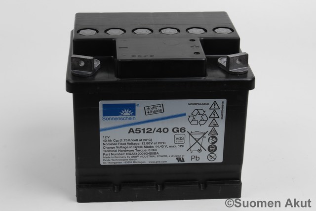 Sonnenschein geeliakku A512/40 12v 40Ah - Geeli ajovoima- ja teollisuusakut - 40512 - 1