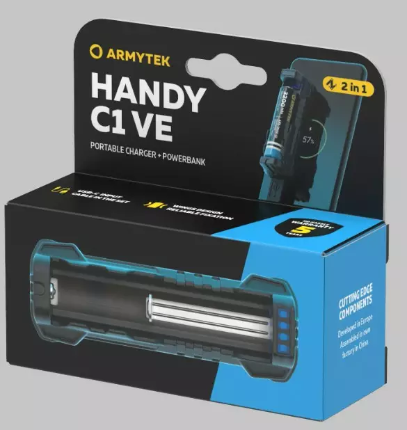 ArmyTek Laturi Handy C1 VE Usb-c - NiCd-,NiMH-,Li-ion-, LiPo-laturit - 6957713005102 - 1