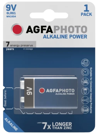 Agfa photo alkaliparisto 9V 1kpl Blis - 9V alkaliparistot - 4250175803043 - 1