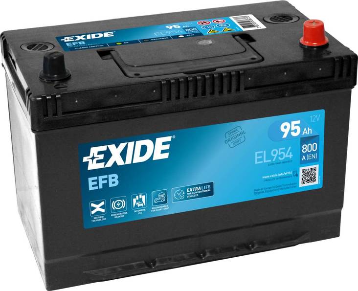 Exide akku 12v 95Ah EL954 Start-Stop EFB - Exide käynnistysakut - 3661024036733 - 1