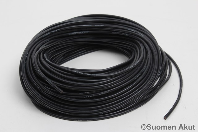 Silikonikaapeli 14AWG musta 1 metri - Silikonikaapelit - 281913 - 1