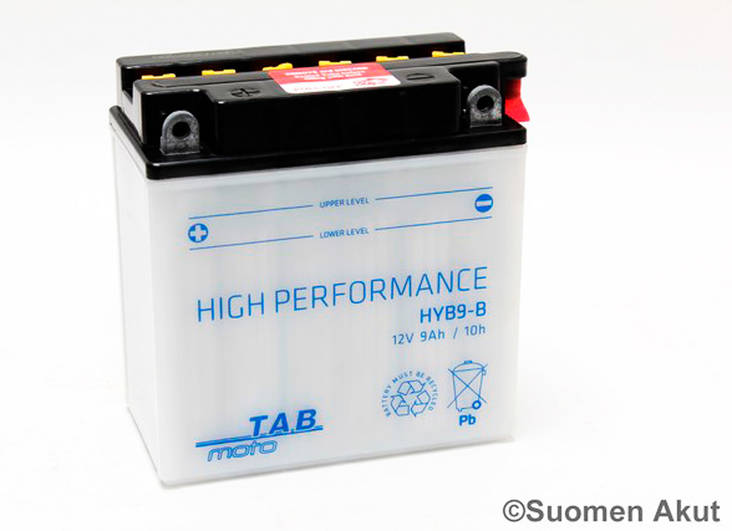 TAB Mp-Akku YB9-B/HYB9-B 12V 9Ah 90A - MP- ja kelkan korkilliset vakioakut - 8435336180393 - 1