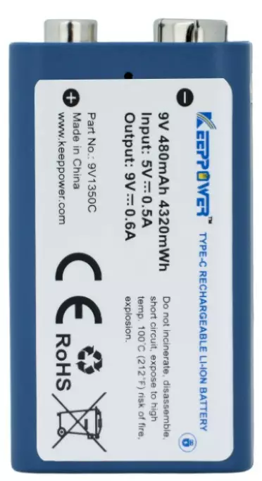 Keeppower 9V1350C 9V 480mAh 2kpl - Muut Li-ion kennot - 6970906550913 - 1
