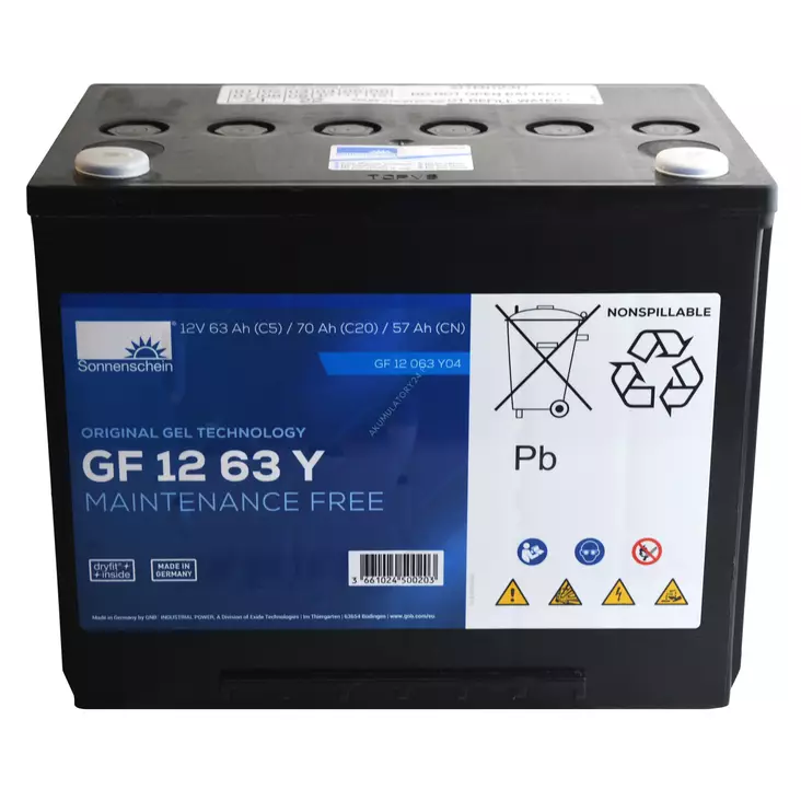 Sonnenschein geeliakku GF12/63Y 12v70Ah - Geeli ajovoima- ja teollisuusakut - 3661024500203 - 1