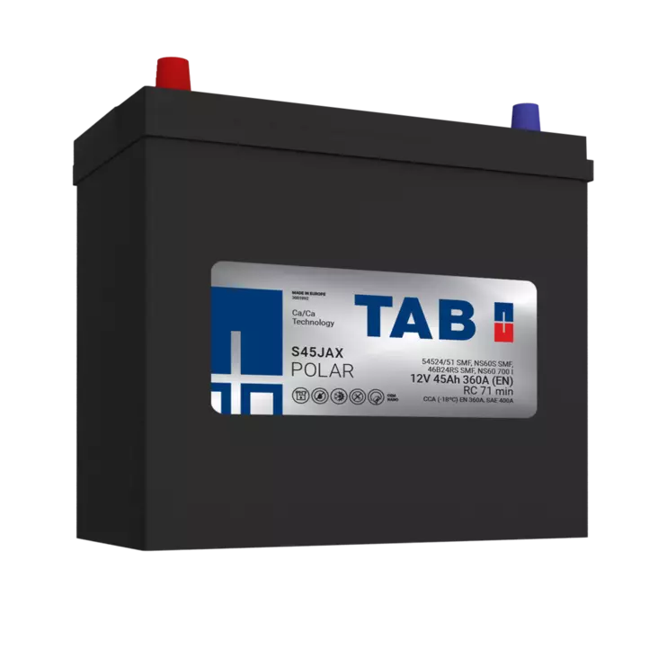 TAB käynnistysakku Polar S S45JAX 12V 45Ah 360A(EN - Tab käynnistysakut - 3838807030343 - 2