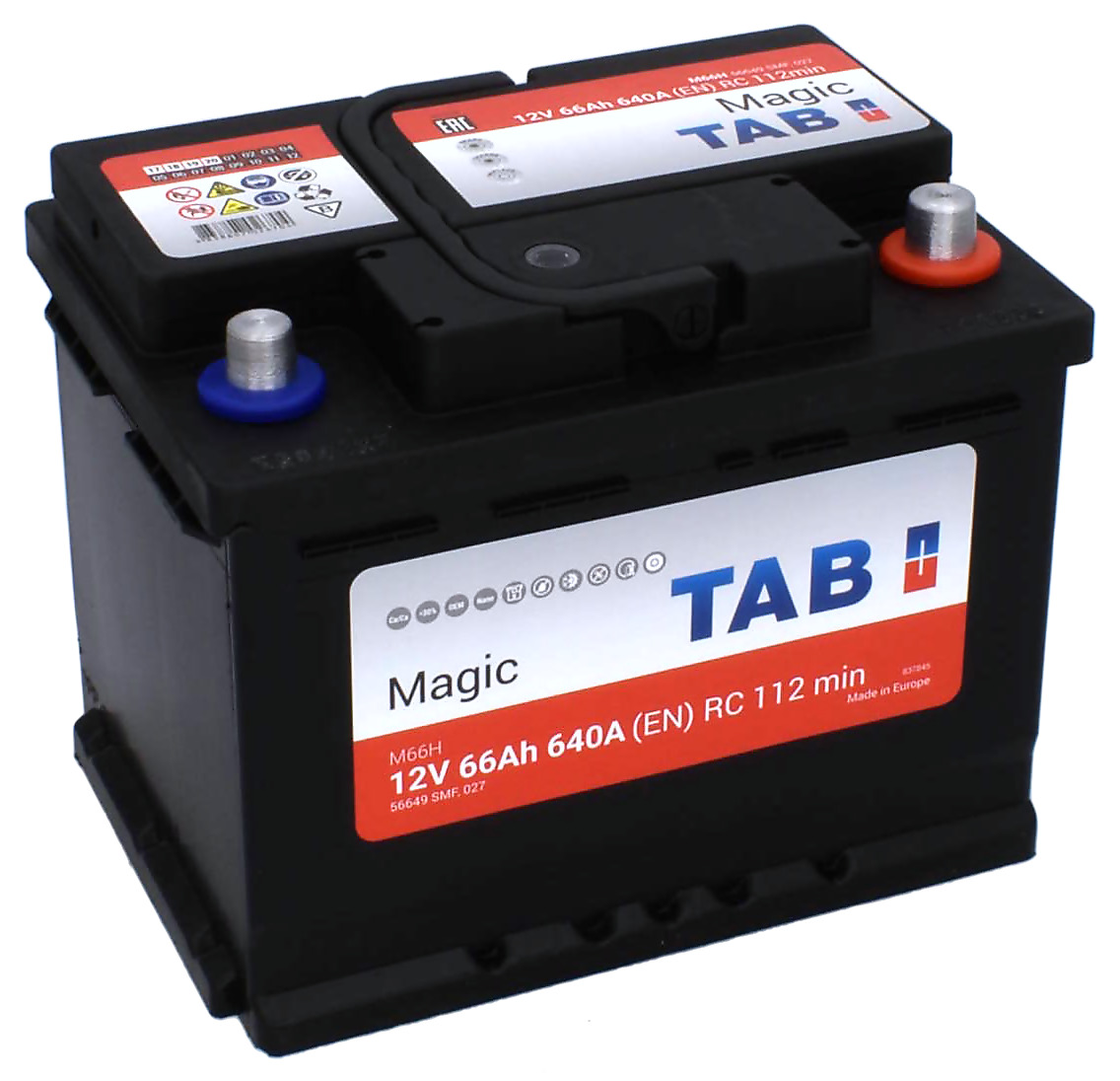 TAB käynnistysakku Magic M66H 12V 66Ah 640A(EN 242x175x190 + (1000697