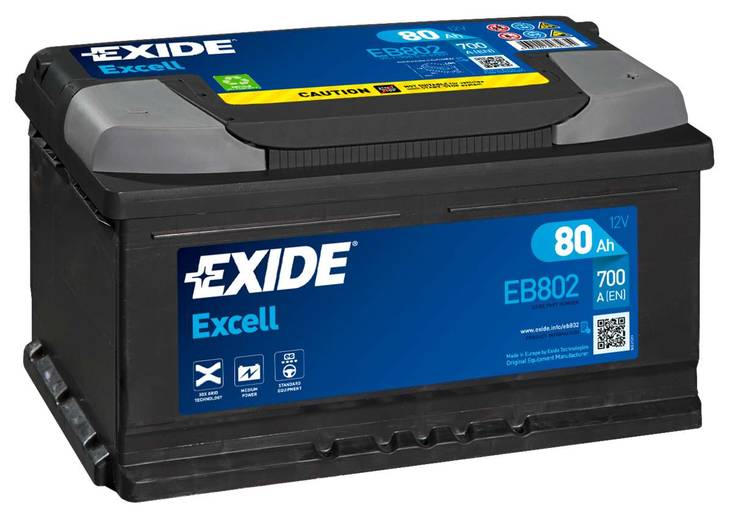 Exide Excell EB802 12V 80Ah - Exide käynnistysakut - 3661024034654 - 1