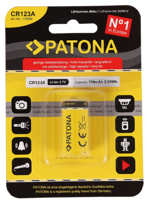 Patona Li-ion CR123A 3.7V 700mAh - Muut Li-ion kennot - 4055655211154 - 1
