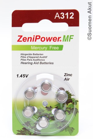 ZeniPower Kuulolaiteparisto A312MF 1,45V - Kuulolaiteparistot - 6923601285024 - 1