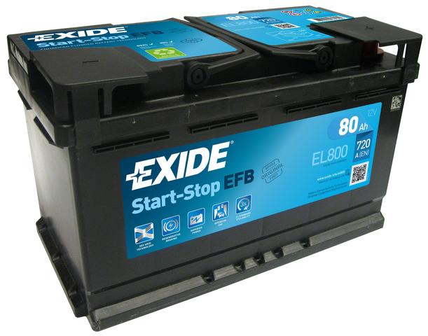 Exide akku 12v 80Ah EL800 Start-Stop EFB - Exide käynnistysakut - 3661024035705 - 1