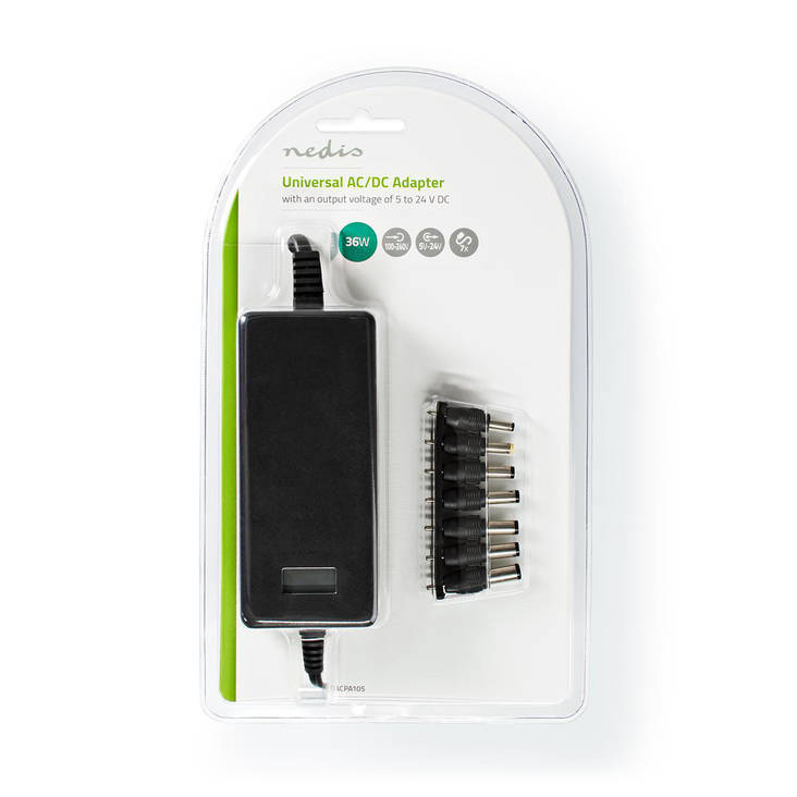 Virtalähde AC/DC 5V-24V 36W Nedis - Laturi- ja virtalähdetarvikkeet - 5412810328475 - 1