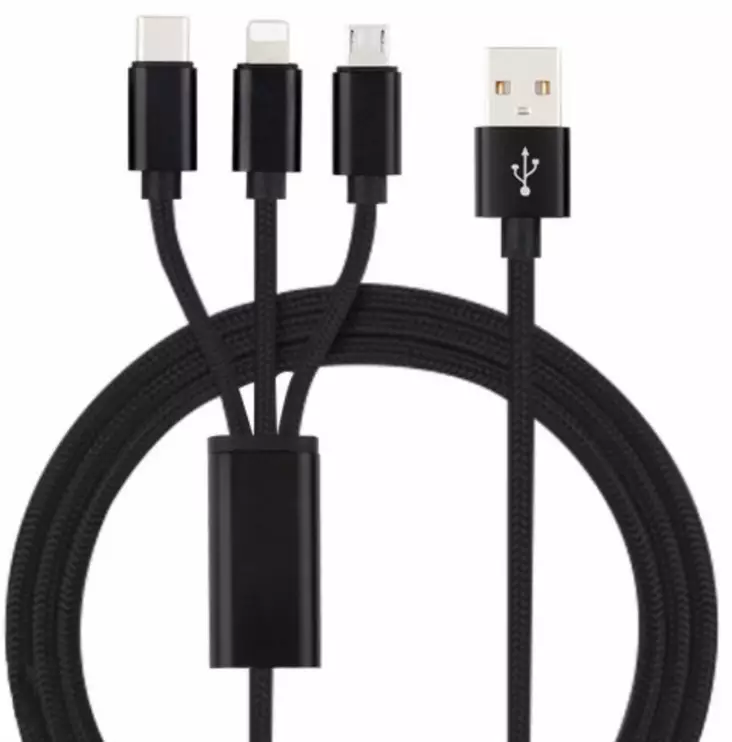 Insmat 3-in-1 usb-a kaapeli 1.2M - Laturi- ja virtalähdetarvikkeet - 6438380000145 - 1