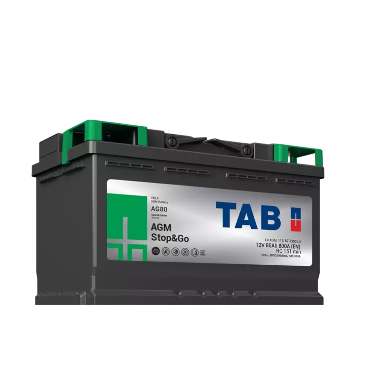 TAB käynnistysakku EcoDry AGM AG80 12V 80Ah 800A(EN - Tab käynnistysakut - 3838807027305 - 3