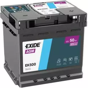 Exide Agm -akku EK500 12v 50Ah 570A(En) - Exide käynnistysakut - 3661024038256 - 1