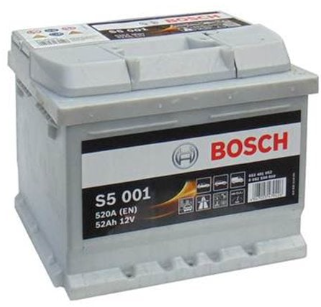 Bosch S5 001 12V 52Ah 520A - Bosch käynnistysakut - 4047023479426 - 1