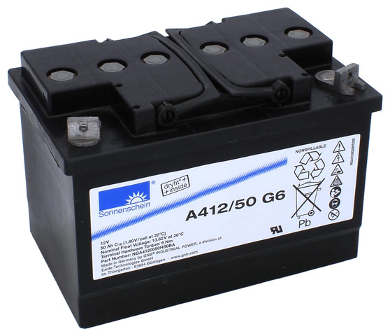 Sonnenschein geeliak. A412/50 G6 12v50Ah - Geeli ajovoima- ja teollisuusakut - 4006 - 1
