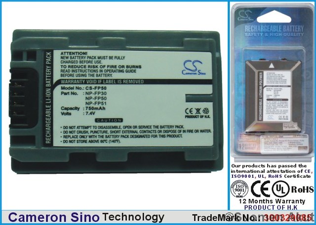 Sony akku NP-FP50 7.4V 750mAh Liion - Sony kameranakut - 4894128003816 - 1