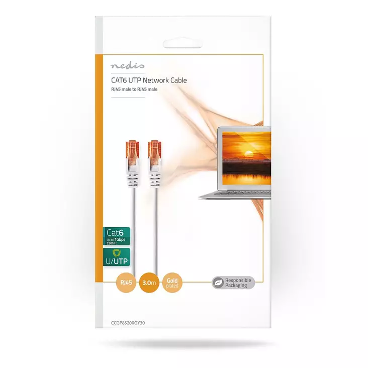 Nedis Cat 6 UTP-verkkokaapeli 3 metriä - Johdot - 5412810277186 - 1