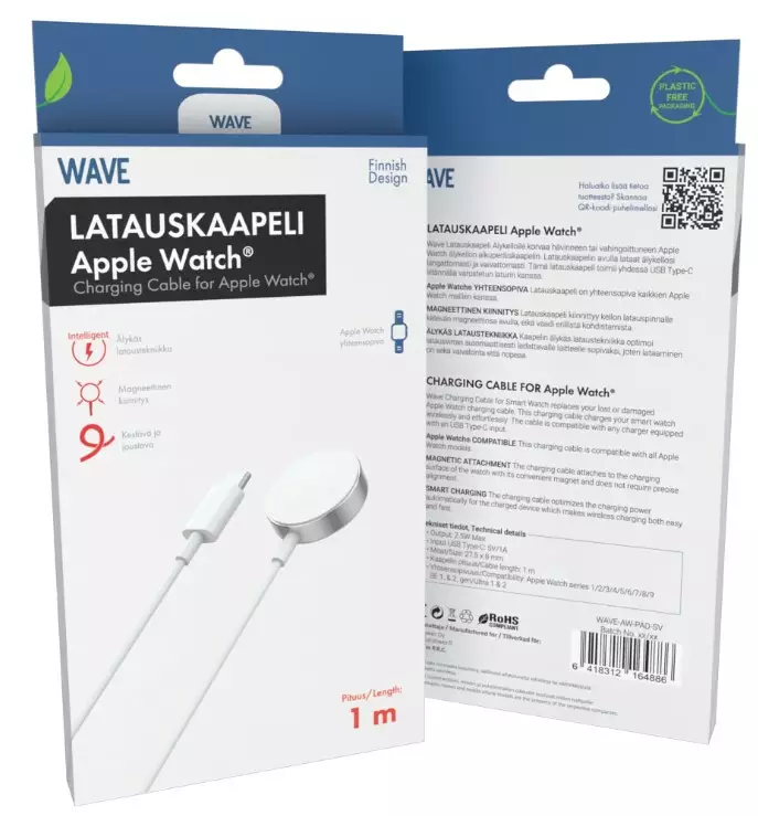 Wave Qi Älykellon latauskaapeli - Laturi- ja virtalähdetarvikkeet - 6418312164886 - 1