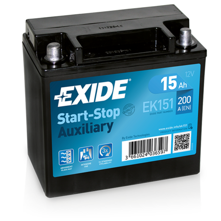 Exide Agm -akku 12v 15Ah EK151 200A En - Exide käynnistysakut - 3661024036597 - 1