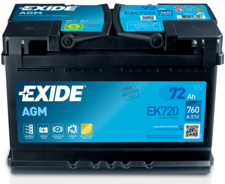 Exide Agm -akku EK720 12v 72Ah 760A - Exide käynnistysakut - 3661024037907 - 1